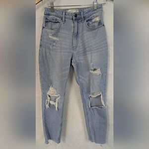 Abercrombie & Fitch Ripped Light Blue Mom Jeans